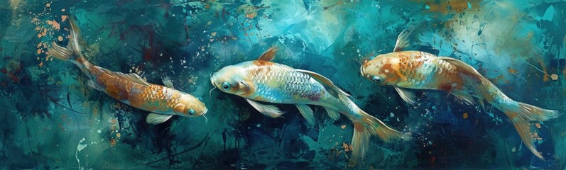 Fish background . Banner - obrazy, fototapety, plakaty