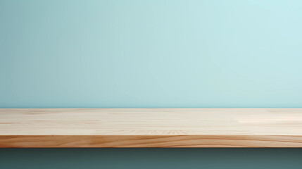 Empty wood table top and green wall for product display mock up background, template