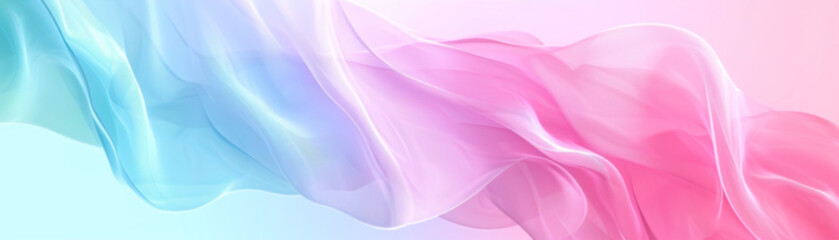 Obraz premium Abstract gradient background with waves in pastel colors. Winter, spring theme. Peaceful, versatile backdrop for any creative project or design. Pink, blue, soft hues. Panoramic banner.