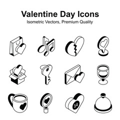 Grab this creatively designed valentines day isometric vectors set, ready to use in websites and mobile apps