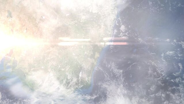 Zoom in from space and focus on Lithgow, Australia. 3D Animation. Background for travel intro. Elements of this image furnished by NASA.
