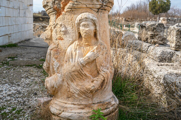 Fototapeta na wymiar Scenic views from Uzuncaburç, is an archaeological site in Mersin Province, Turkey, containing the remnants of the ancient city of Diokaisareia or Diocaesarea