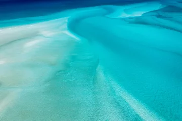 Papier Peint photo autocollant Whitehaven Beach, île de Whitsundays, Australie Abstract aerial photo of sand and water patterns at Hill Inlet, Whitsunday Island