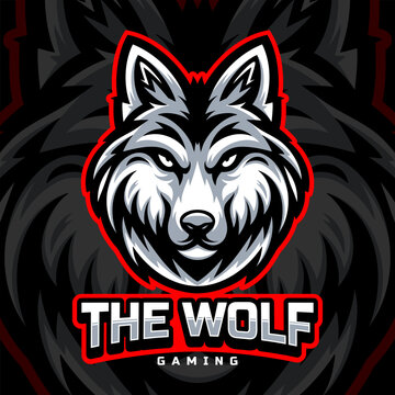 Head of white angry wolf vector esport logo illustration