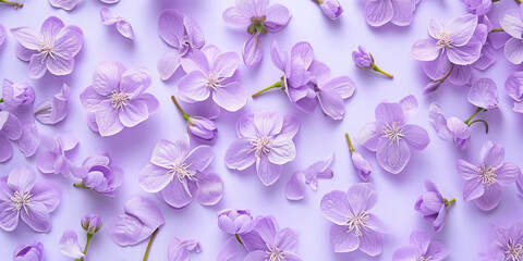 Tender-hued spring floral backdrop with a whimsical and repeating purple design.