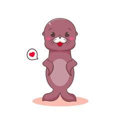 Cute Sea lion cartoon vector. Adorable animal character concept design. Mascot illustration isolated white background