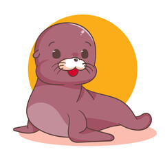 Cute Sea lion cartoon vector. Adorable animal character concept design. Mascot illustration isolated white background