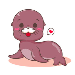 Cute Sea lion cartoon vector. Adorable animal character concept design. Mascot illustration isolated white background
