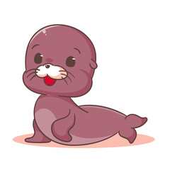 Cute Sea lion cartoon vector. Adorable animal character concept design. Mascot illustration isolated white background