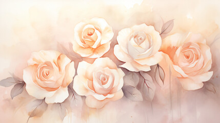 Bokeh background watercolour roses