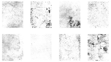 Set of grunge textures. Vector distress overlay textures. Abstract vector background in black and white color.