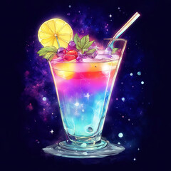 Cosmic cocktail on an abstract background.