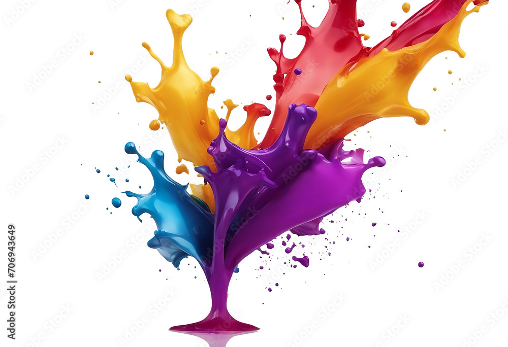 Poster colorful paint splash isolated design element on the transparent background
