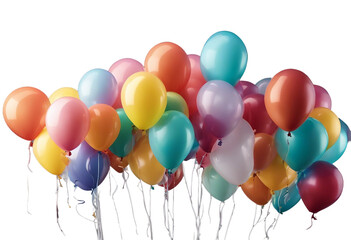 Colorful balloons isolated on transparent background cutout