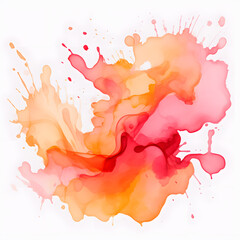 Orange Paint stain watercolor isolated on white
