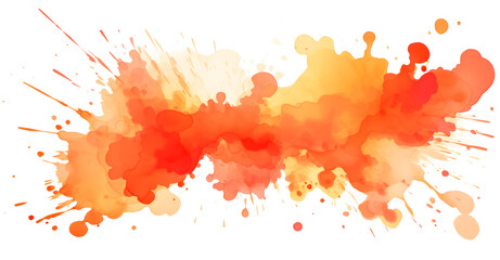 Orange Paint stain watercolor isolated on white