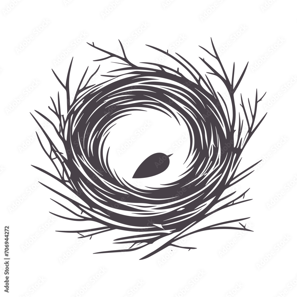 Poster nest logo design. simple nest logo. bird nest design
