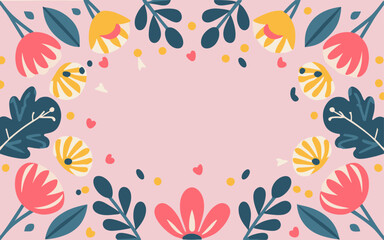 Fototapeta na wymiar Floral abstract background poster. Good for fashion fabrics, postcards, email header, wallpaper, banner, events, covers, advertising, and more. Valentine's day, women's day, mother's day background.