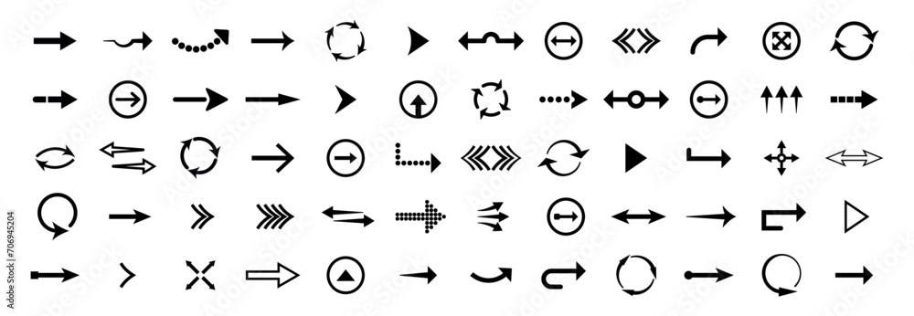 Poster set of vector arrows. mega set of vector arrows. black vector arrows collection. vector illustration