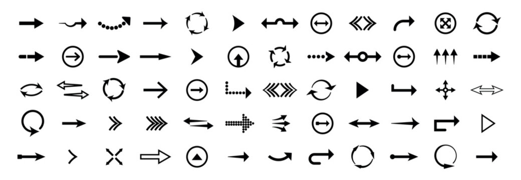 Set of vector arrows. Mega set of vector arrows. Black vector arrows collection. Vector illustration
