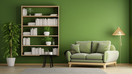 Soothing Greens: Modern Living Room Design with Greenery Accents