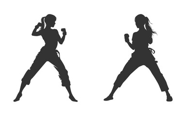 Fototapeta na wymiar Female martial art silhouette. Vector illustration
