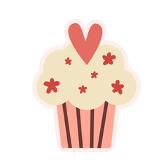 cupcake with heart valentine love pink heart vector set clip art