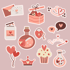 valentine love pink heart vector set clip art