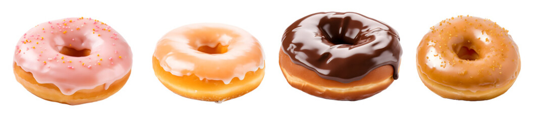Obraz premium donuts isolated on a transparent PNG background, white background, Generative Ai