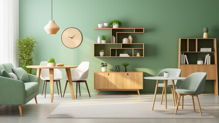 Minty Fresh: Scandinavian-Mid-Century Fusion in Modern Living Room Design