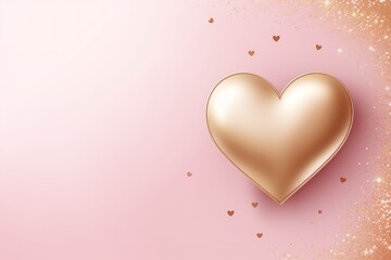 golden heart valentine s day background on a pink background