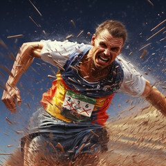 athlètes en plein effort, sport, JO, IA generative