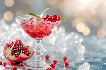 A non-alcoholic cocktail featuring the luscious embrace of pomegranate juice