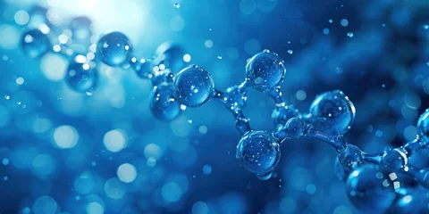 Foto op Aluminium Blue liquid serum background with blue molecular atom structures. Generative Ai. © Retu