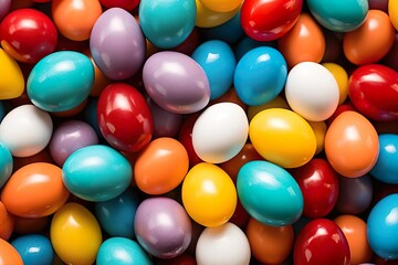 Obraz premium Easter eggs in a basket. Easter decorations: Colorful Festive Eggs. Generative ai