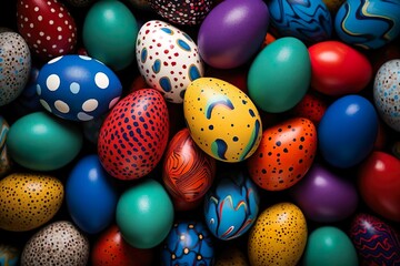 Fototapeta na wymiar Easter decorations: Colorful Festive Eggs. Generative ai