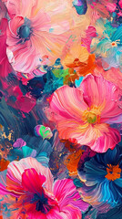 colorful flowers painting background.