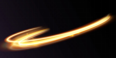 Light gold effect of shiny lines.Gold color glowing design element.Wavy bright stripes.	
