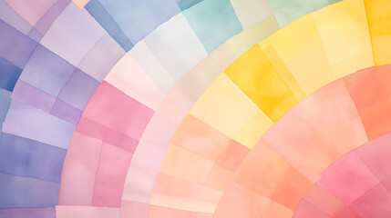 Watercolor painting with geometric shapes in pastel colors - obrazy, fototapety, plakaty