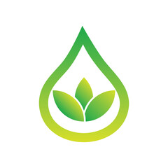 Free vector Water drop and leaves logo design template