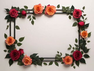 Happy Valentine's Day red rose frame