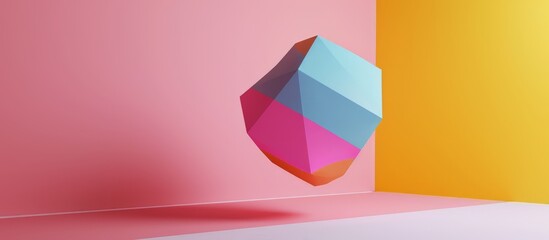 Fototapeta premium abstact 3d background of brightly coloured abstract 3d form shape floating in an empty space in celebrate summertime happiness greeting tenplate mockup background