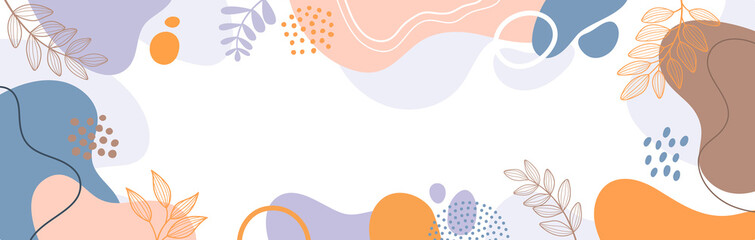 Design banner frame flower Spring background with beautiful. flower background for design. Colorful background with tropical plants