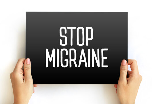 Stop Migraine text on card, health concept background