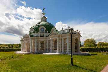 The picturesque Grotto pavilion in Kuskovo Park in Moscow - obrazy, fototapety, plakaty