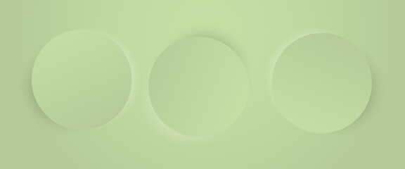 Abstract circle backdrop for cosmetic product. Collection of 3 uxury geometric eleglant green background with copy space, vector illustration