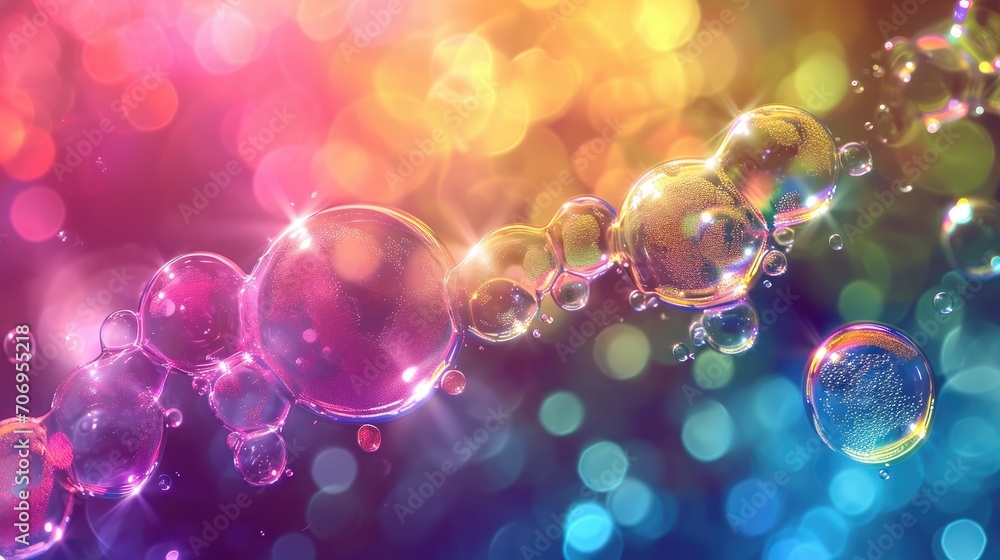 Aufkleber Abstract background with flying bubbles on a colorful background