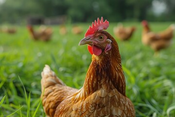 Hen on the chicken farm.