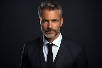 Generative ai portrait of professional successful gentleman working as chief of an international business company