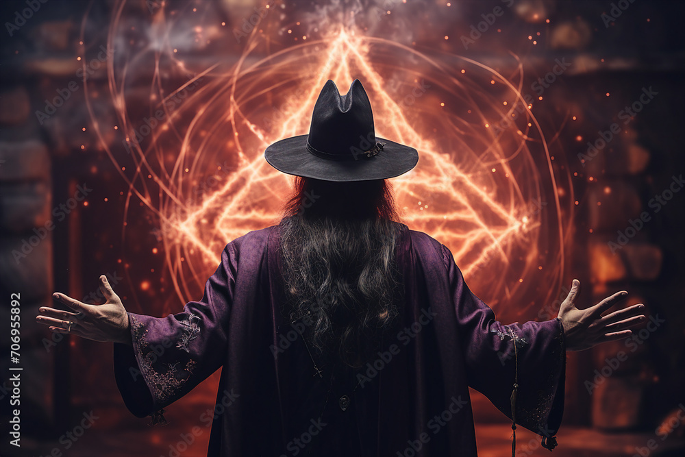 Poster generative ai image picture of powerful elements wizard practicing ice water air fire magic video ga